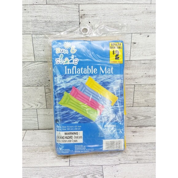 Vintage Inflatable Mat Sun & Shade  2001 Yellow  72 x 27 New & Sealed Pool Float - Picture 1 of 3